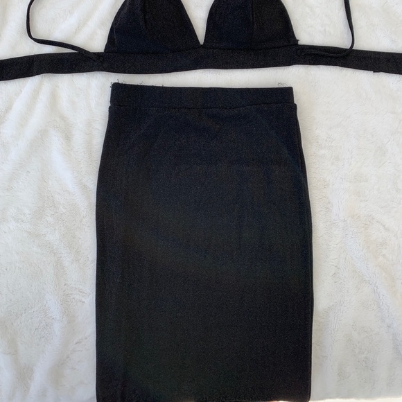 2 Piece Black Glitter String Dress - Picture 3 of 8